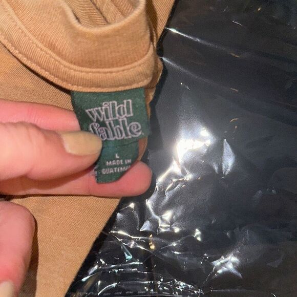 Wild Fable cognac brown short sleeve crop top | Sz L - Picture 3 of 3